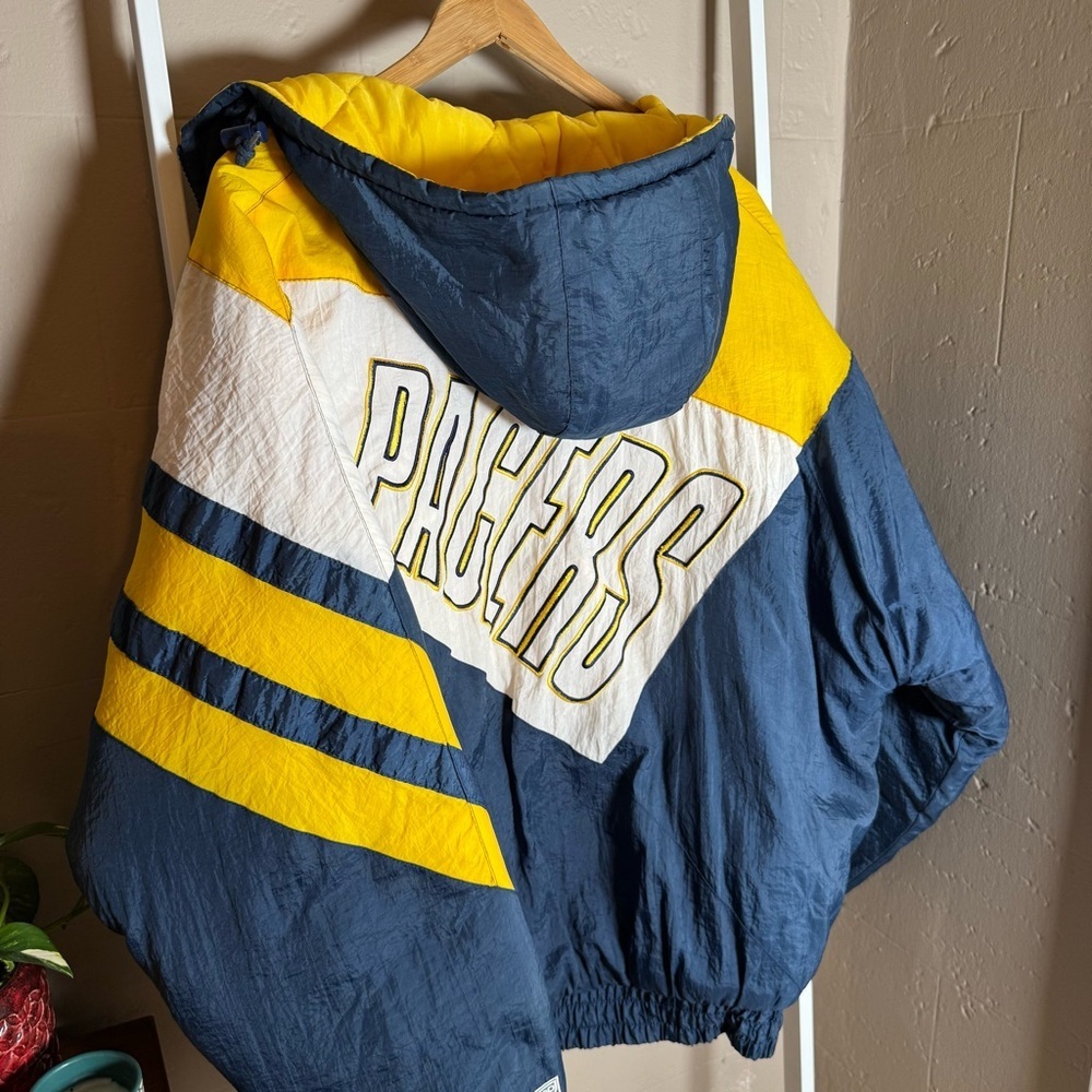 Vintage 90's Logo 7  Indiana Pacers Full Zip Puffer Jacket Size L NBA Reggie - Picture 11 of 11